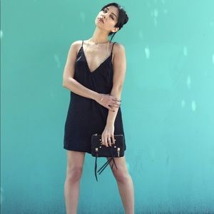 Low Back Satin Slip dress - black